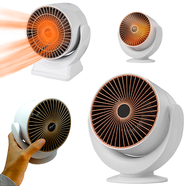 Mini Aquecedor De Cerâmica Eléctrico De Mesa Ventilador 600W Inverno Frio