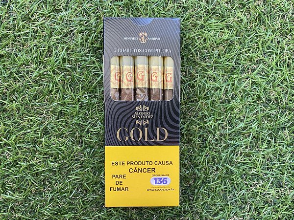 Cigarrilha Alonso Menendez Gold Petaca com 5 com Piteira