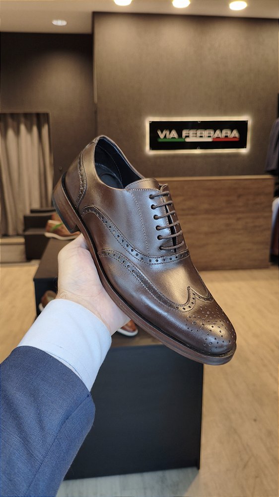 Sapato Social Oxford Brogue Moss Ref 60499