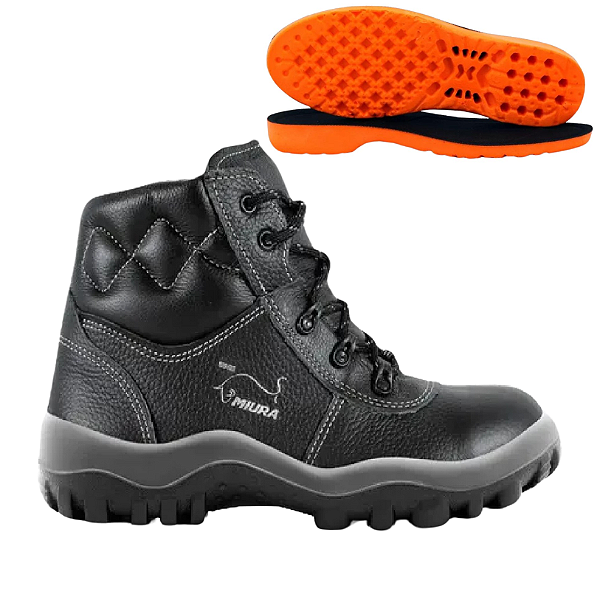 BOTA DE SEGURANÇA SAFETLINE 4857 BICO DE COMPOSITE COURO VAQUETA RELAX C.A 32494 + PALMILHA ANATOMICA