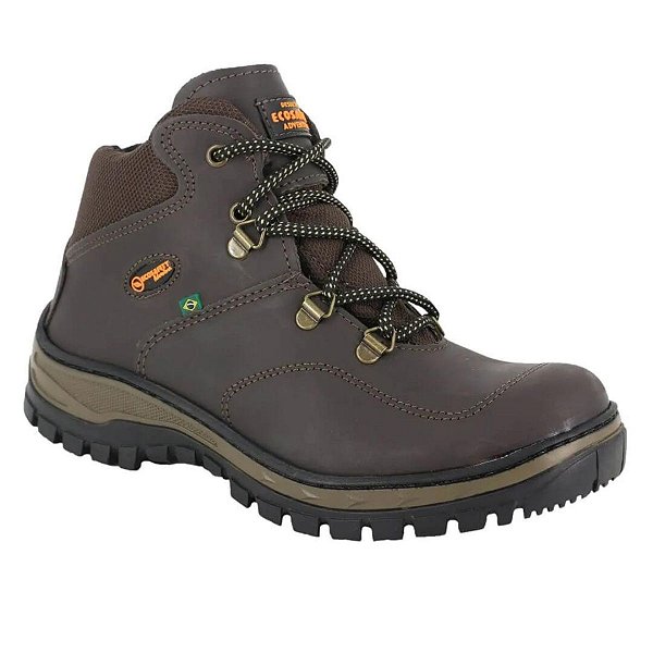 BOTA DE SEGURANÇA ECOSAFETY PS410-AP BICO DE PVC COURO LATEGO BOURNET CAFÉ C.A 46122