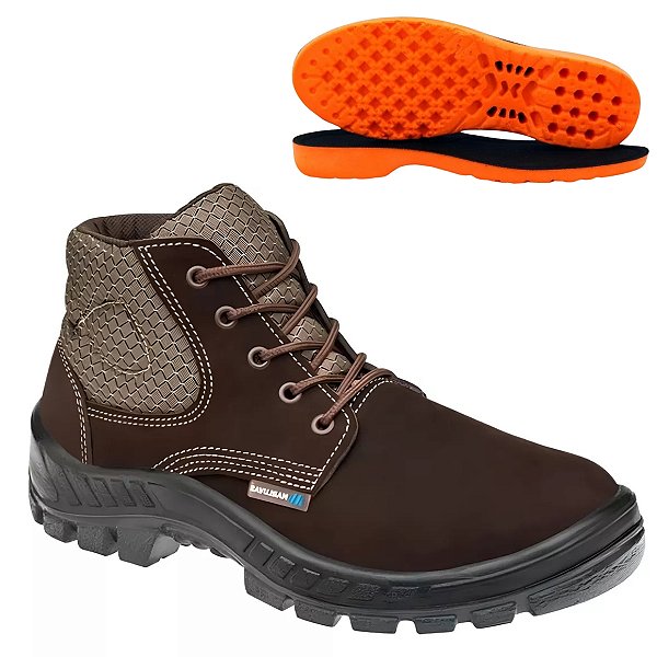 BOTA DE SEGURANÇA MARLUVAS 50B26-BP BICO PVC COURO NOBUCK C.A 45611 + PALMILHA ANATÔMICA CONFORTO