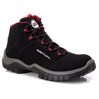 BOTA DE SEGURANÇA ESTIVAL EN10071S2 BICO DE PVC COURO MICROFIBRA VERMELHO CA 44558