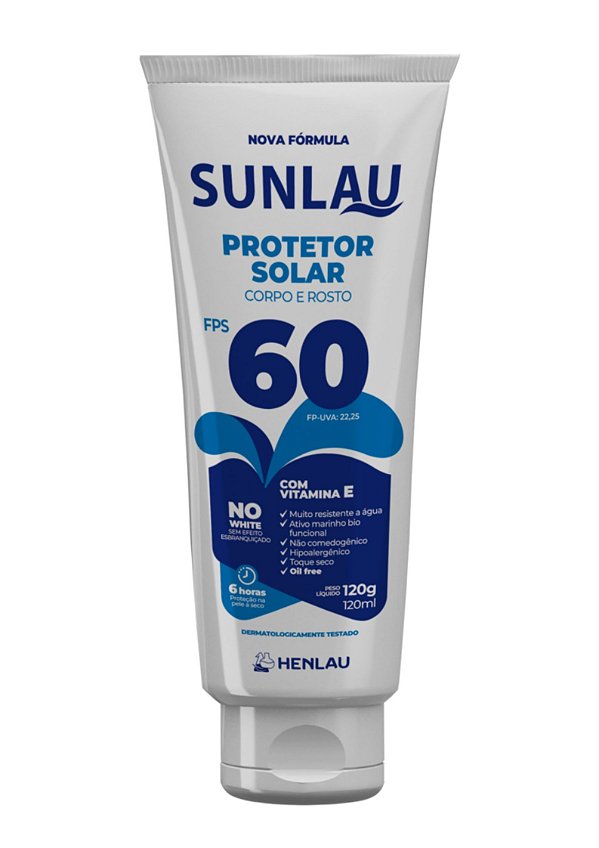 PROTETOR SOLAR SUNLAU FPS60 HENLAU EPI 120g