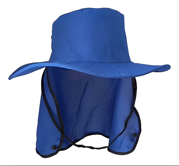 CHAPÉU AUSTRALIANO MONDIAL SAFETY COM PROTETOR DE NUCA AZUL ROYAL