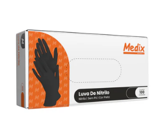 Luva Nitrilo Preta Sem Pó Medix Caixa c/100 un. CA 44528