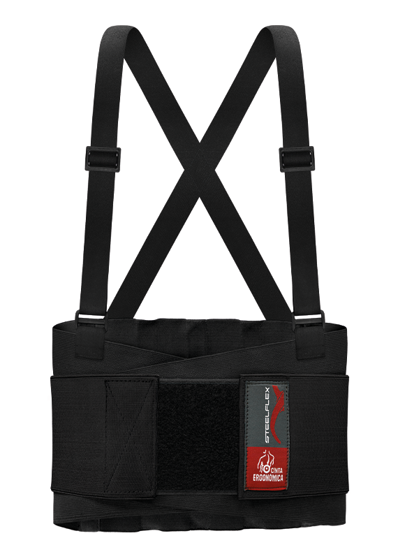 CINTA ERGONÔMICA STEELFLEX STF ERCE9010 PRETA COM SUSPENSÓRIO PREMIUM