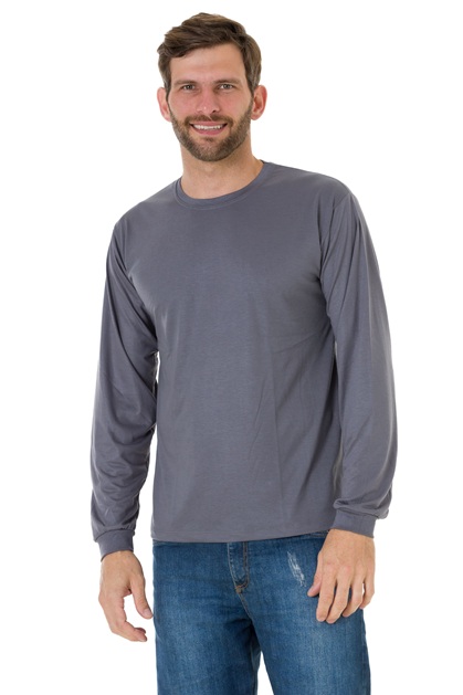 CAMISETA 30/1 K2M PV MANGA LONGA MESCLA CINZA
