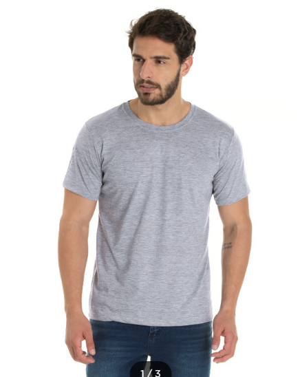 CAMISETA K2M 30/1 PV MANGA CURTA LISA MESCLA CINZA