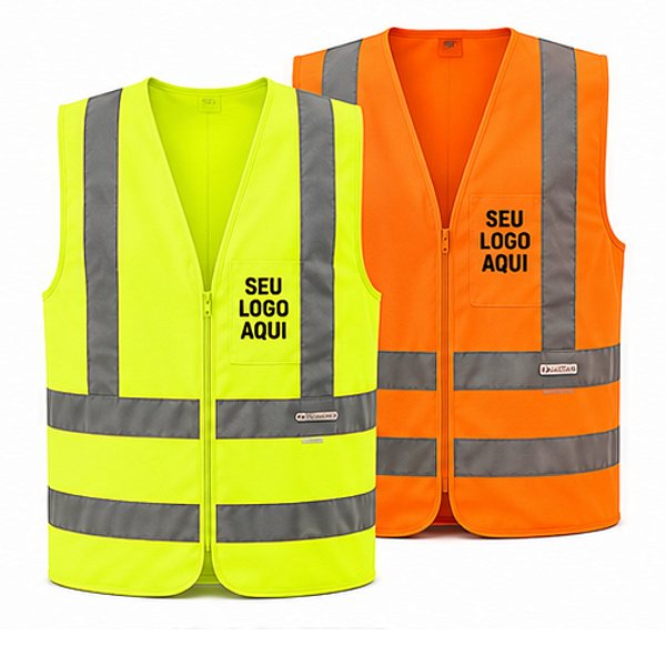 10 COLETES PERSONALIZADOS COM 1 BOLSO (M, G, XG, XXG) - LOGO FRENTE L 8CM E ATRÁS ATÉ L 22CM