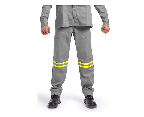 CALÇA NR10 RISCO 2 VINILSEG CINZA COM REFLETIVO AMARELO CA 50305