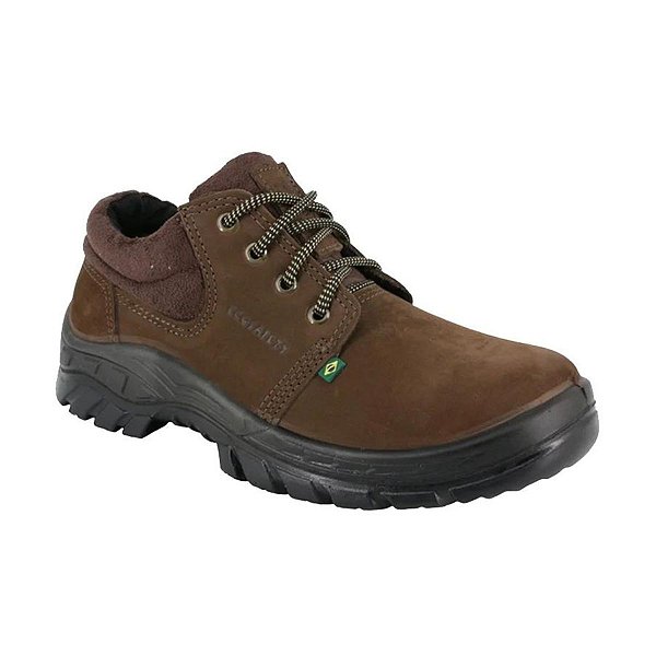 SAPATO DE SEGURANÇA ECOSAFETY PS134AP-015 BICO DE PVC COURO NOBUCK CAFÉ C.A 11677