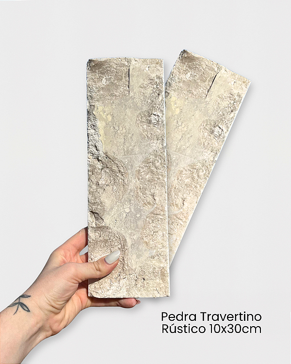 Revestimento Pedra Natural - Travertino Rústico 10x30cm (Rockface) - Amostra