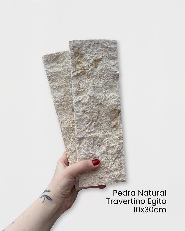 Revestimento Pedra Natural – Travertino Egito Rústico Importado 10x30cm – Amostra