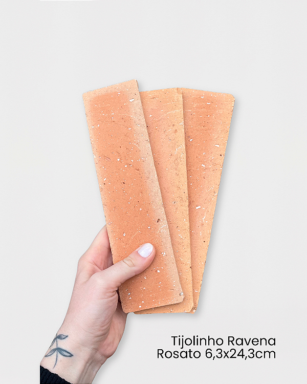Revestimento Cerâmica Natural - Tijolinho Brick Ravena Rosato 6,3x24,3cm - Amostra