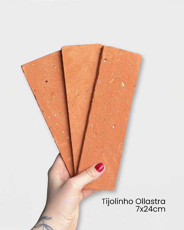 Revestimento Cerâmica Natural - Tijolinho Brick Ollastra 7x24cm - Amostra