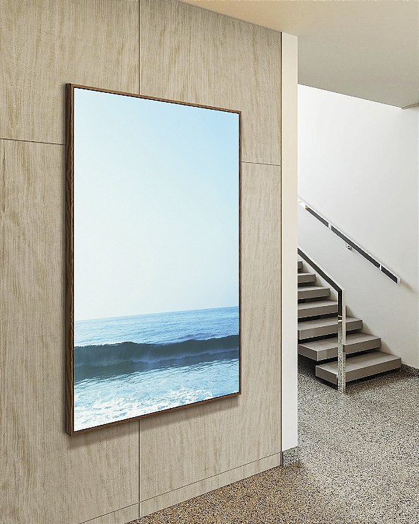 Quadro Vertical Céu Claro Limpo e Mar Azul Calmo Natureza Canvas com Moldura