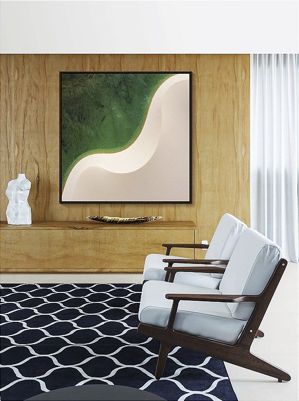 Quadro Quadrado Mar Turquesa Dunas de Areia Branca Praia Natureza Canvas com Moldura