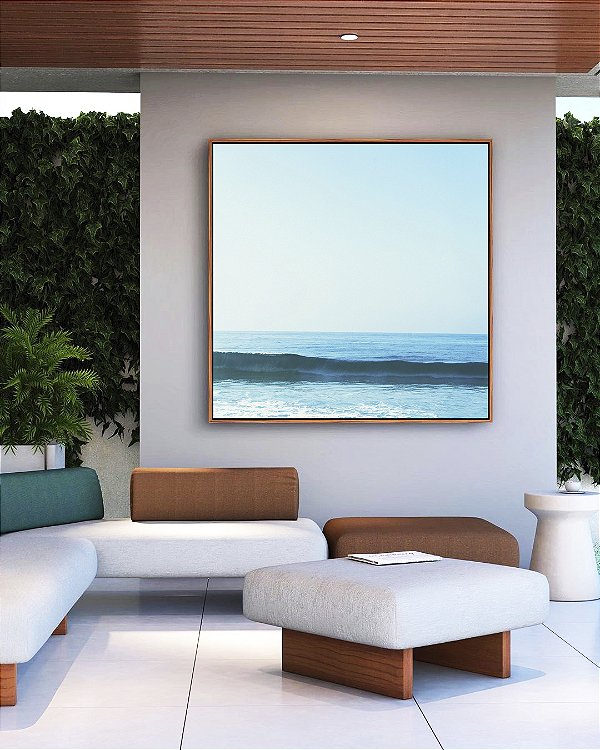 Quadro Quadrado Céu Claro Limpo e Mar Azul Calmo Natureza Canvas com Moldura