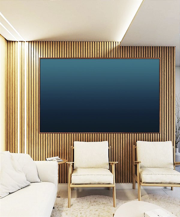 Quadro Horizontal Abstrato Degradê Azul Turquesa Arte Canvas Moldura