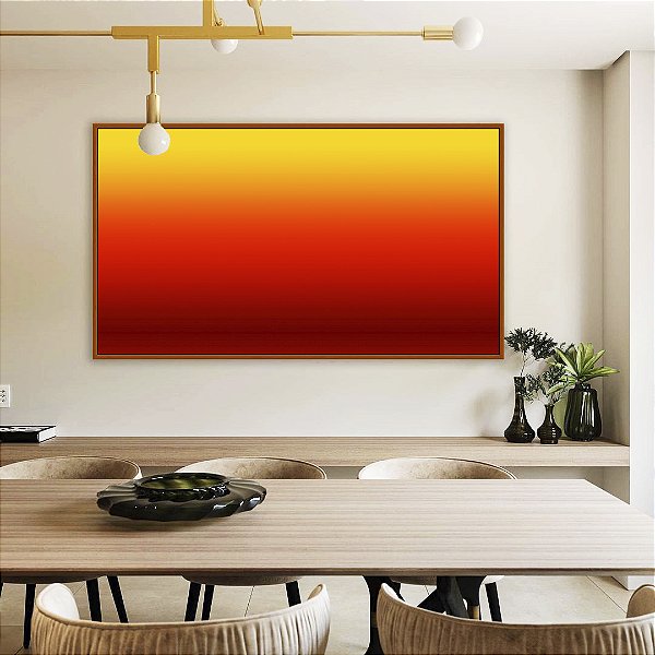 Quadro Horizontal Abstrato Degradê Cores Amarelo Laranja Arte Canvas Moldura