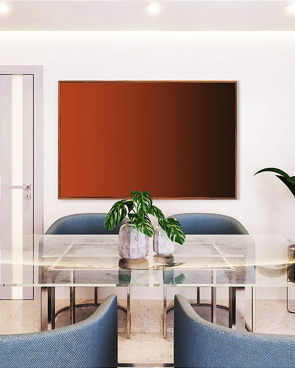 Quadro Horizontal Abstrato Degradê Laranja Telha Marrom Arte Canvas Moldura