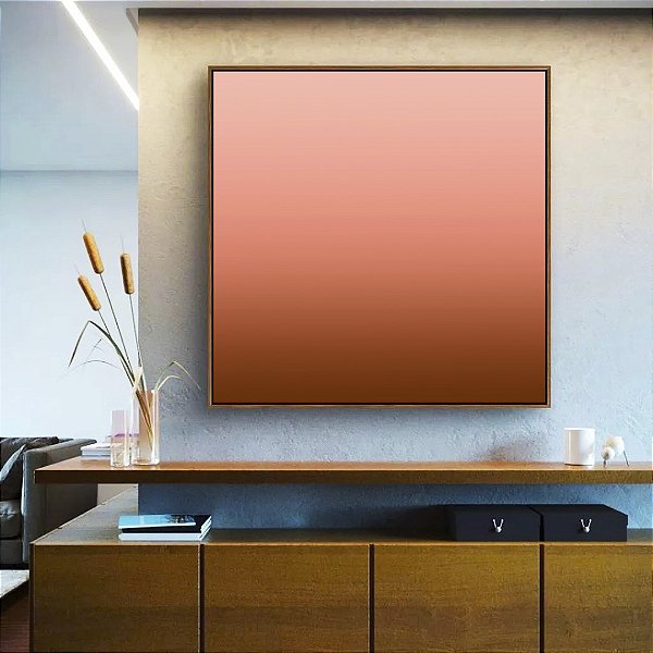 Quadro Quadrado Abstrato Degradê Rosa Rosê Marrom Cobre Cores Canvas Moldura