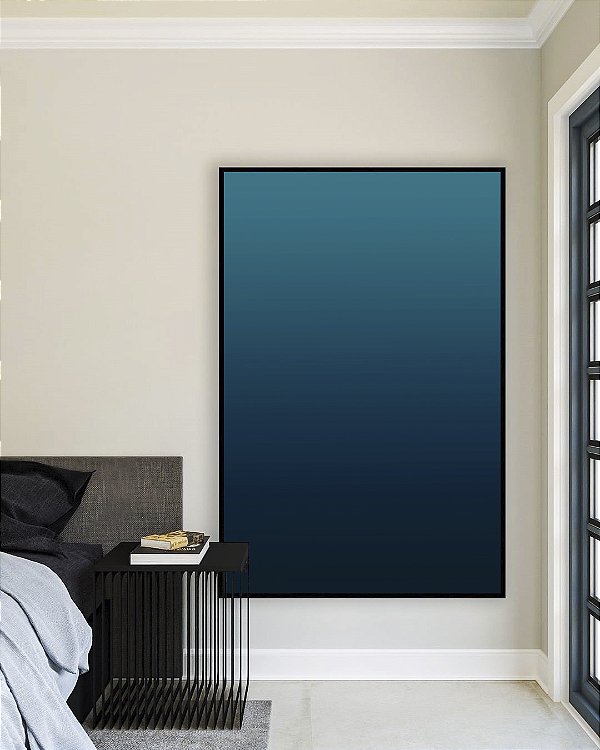 Quadro Vertical Abstrato Degradê Azul Turquesa Arte Canvas Moldura