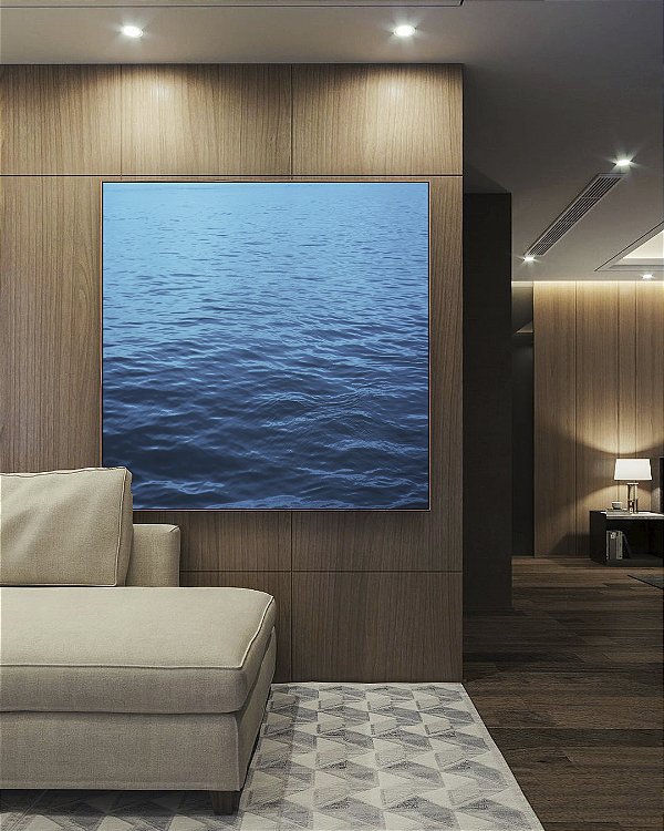 Quadro Quadrado Mar Alto Oceano Azul Vivo Natureza Arte Canvas Moldura