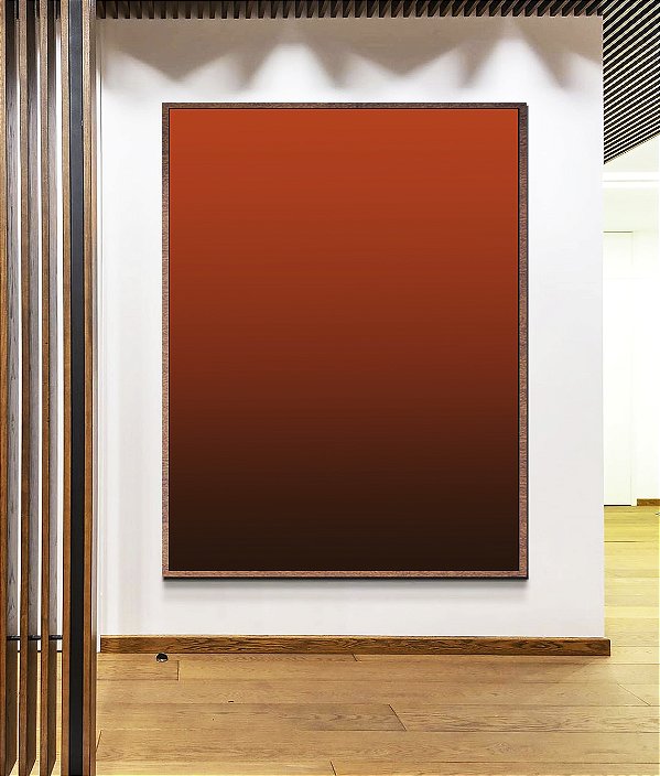 Quadro Vertical Abstrato Degradê Laranja Telha Marrom Arte Canvas Moldura