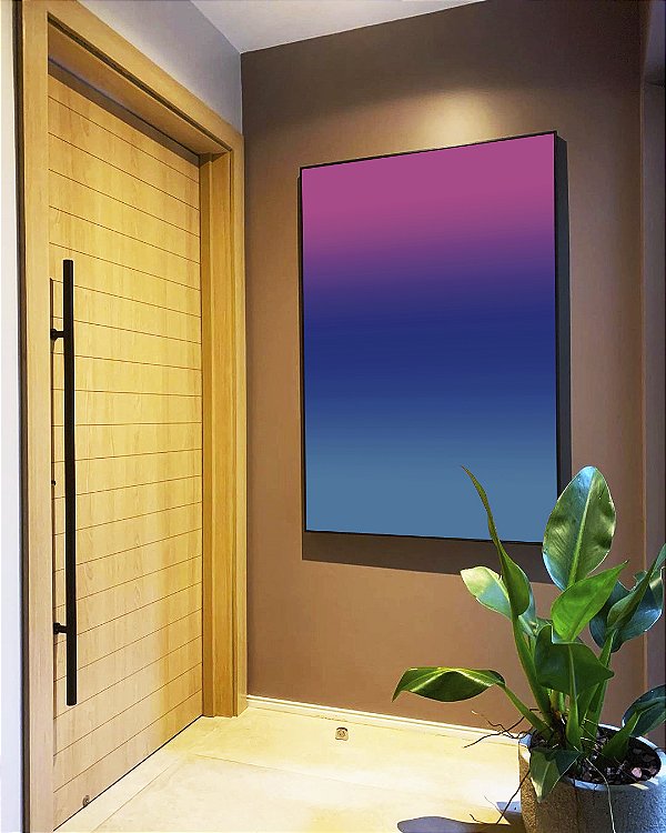 Quadro Vertical Abstrato Degradê Azul Petróleo Rosa Arte Canvas Moldura