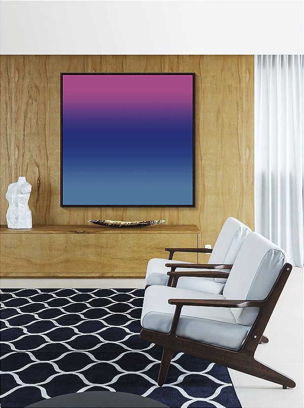 Quadro Quadrado Abstrato Degradê Azul Petróleo Rosa Arte Canvas Moldura