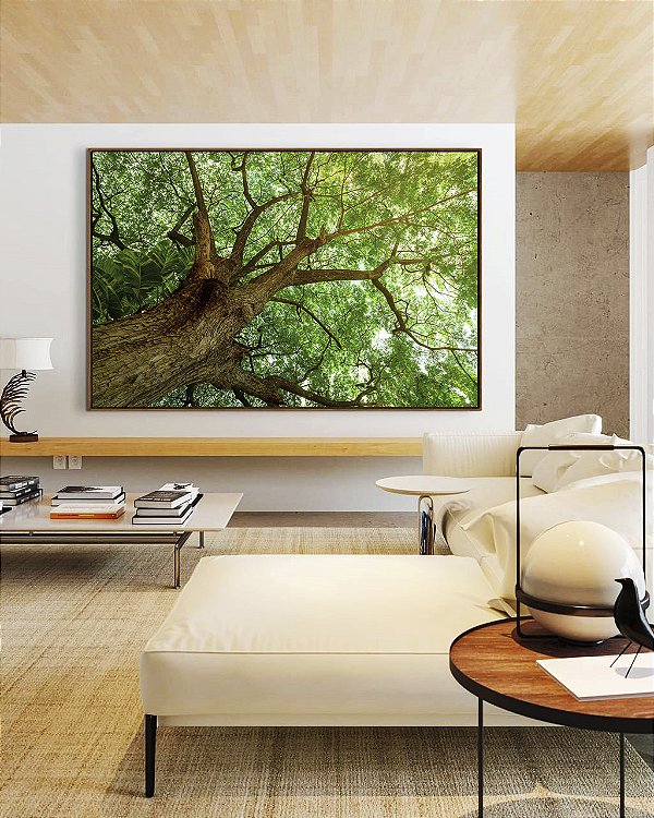 Quadro Horizontal Copa de Árvore Folhagem Verde Viva Paisagem Canvas Moldura