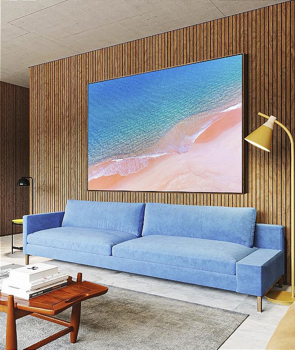 Quadro Horizontal Praia Areia Clara Mar Azul Turquesa Canvas Moldura