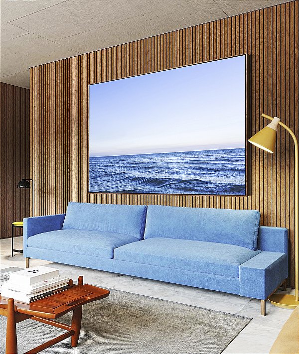 Quadro Horizontal Mar Azul Sereno Céu Limpo Oceano Canvas Moldura