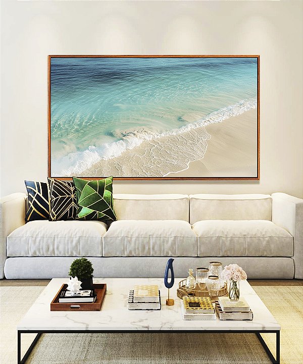 Quadro Mar Azul Turquesa Paradisíaco Praia Branca Natureza Canvas Moldura