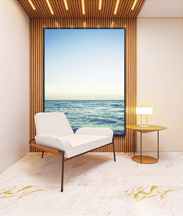 Quadro Vertical Mar Azul Turquesa Calmo Céu Claro Canvas Moldura