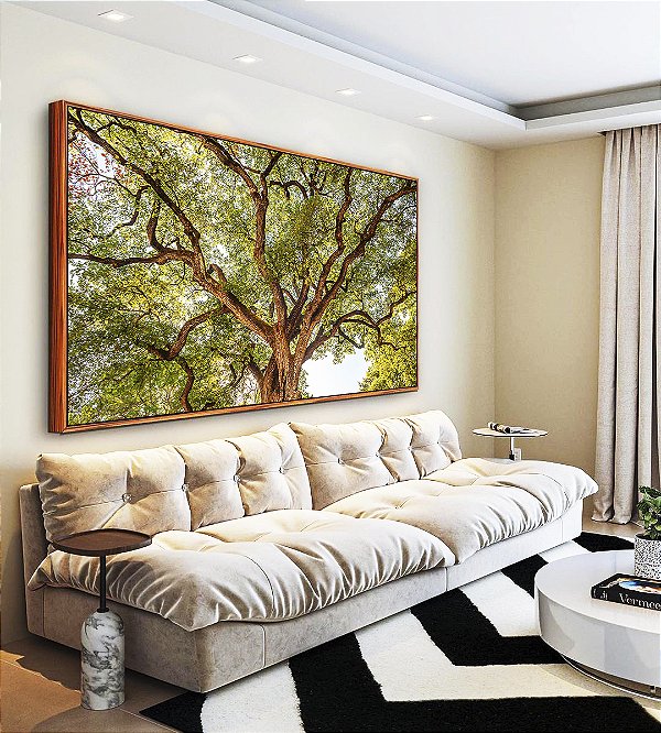 Quadro Horizontal Copa de Árvore Céu Claro Natureza Canvas Moldura
