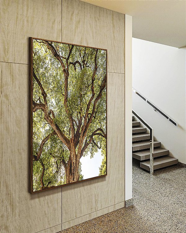 Quadro Vertical Copa de Árvore Céu Claro Natureza Canvas Moldura