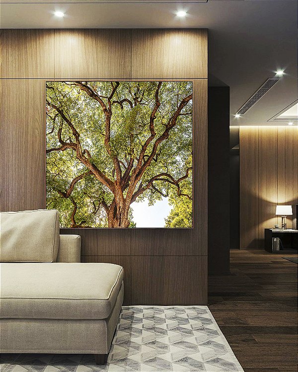 Quadro Quadrado Copa de Árvore Céu Claro Natureza Canvas Moldura