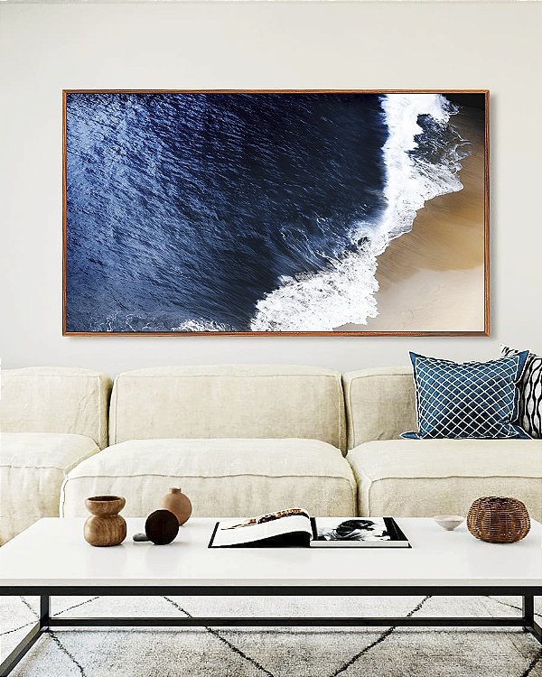 Quadro Horizontal Mar Azul Profundo Praia Natureza Canvas Moldura