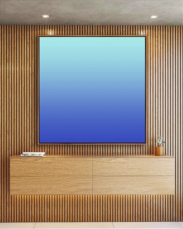 Quadro Quadrado Degradê Abstrato Cores Azul Cobalto Turquesa Canvas Moldura