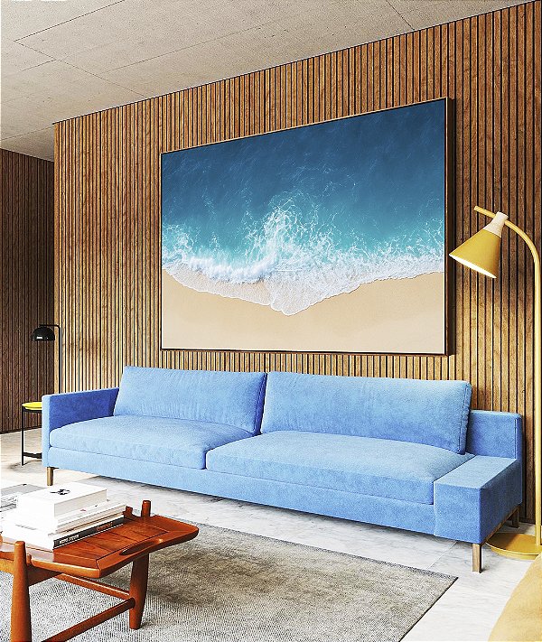 Quadro Horizontal Mar Calmo Azul Intenso Praia Natureza Canvas Moldura