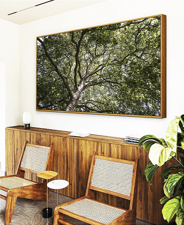 Quadro Horizontal Floresta Copa de Árvore Folhas Verdes Natureza Canvas Moldura