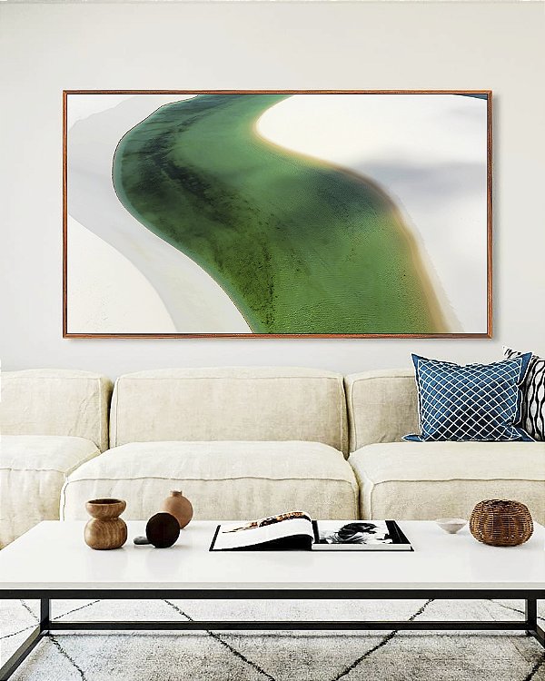 Quadro Horizontal Mar Turquesa Dunas de Areia Branca Natureza Canvas Moldura