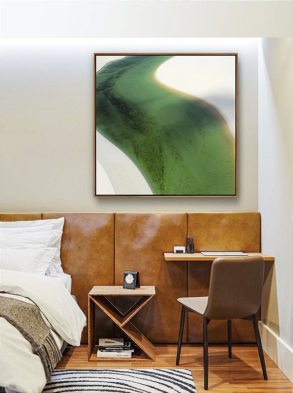 Quadro Quadrado Mar Turquesa Dunas de Areia Branca Natureza Canvas Moldura