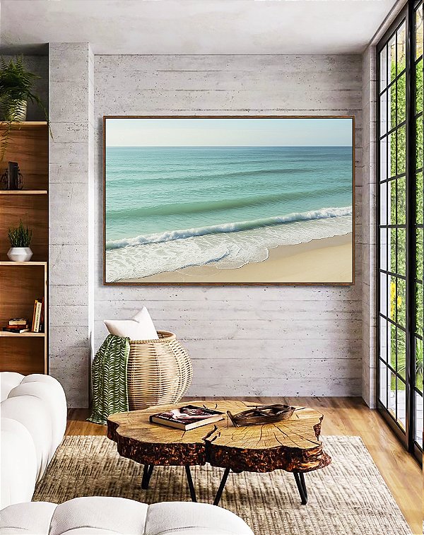 Quadro Horizontal Praia de Mar Calmo Turquesa Natureza Canvas Moldura