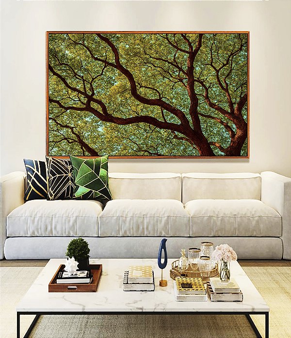 Quadro Horizontal Copa de Árvore Céu Azul Turquesa Natureza Canvas Moldura