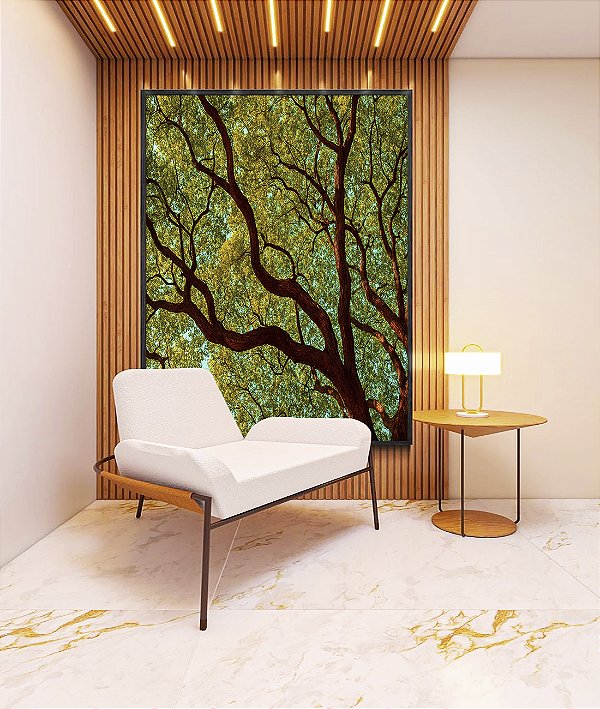 Quadro Vertical Copa de Árvore Céu Azul Turquesa Natureza Canvas Moldura
