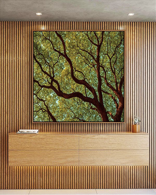 Quadro Quadrado Copa de Árvore Céu Azul Turquesa Natureza Canvas Moldura